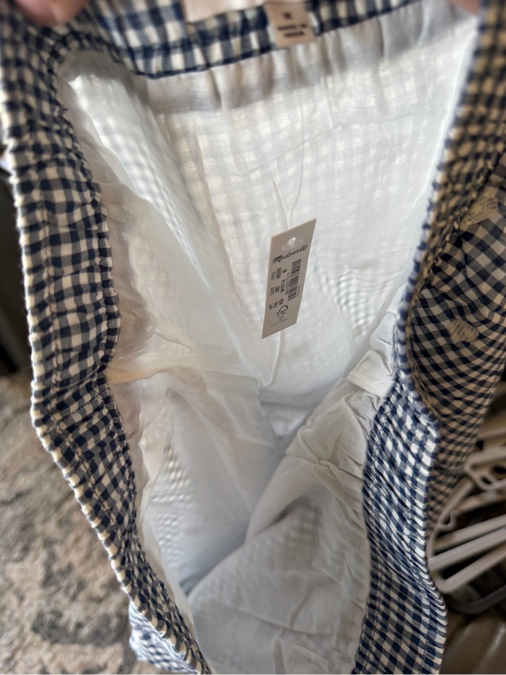Madewell Navy and White Gingham Ruffle Mini Skirt - Picture 5 of 6